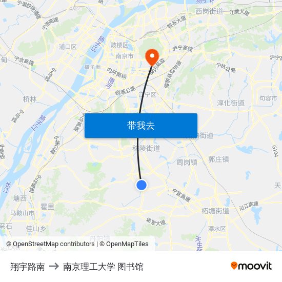 翔宇路南 to 南京理工大学 图书馆 map