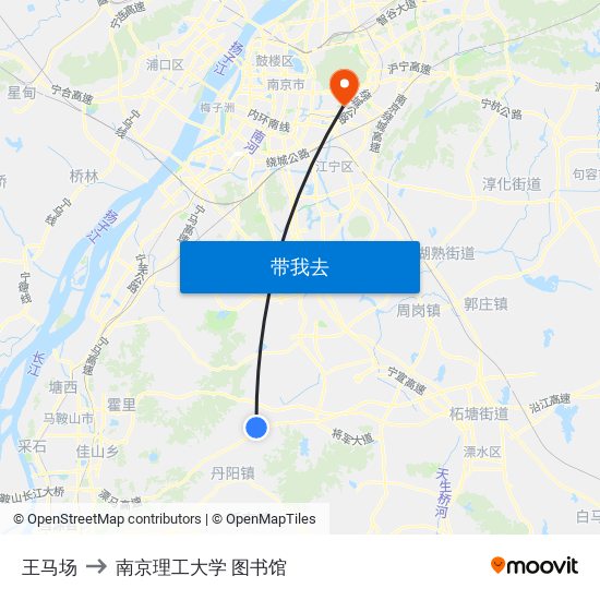 王马场 to 南京理工大学 图书馆 map