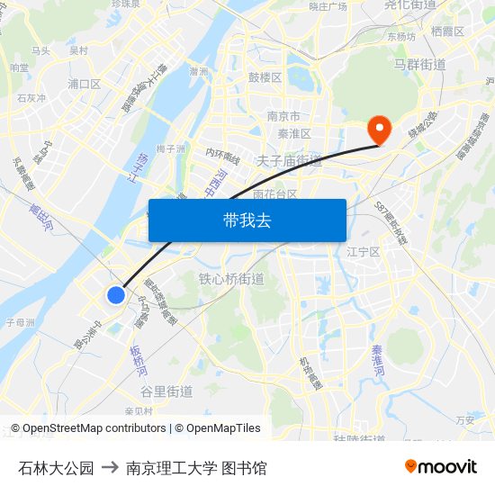 石林大公园 to 南京理工大学 图书馆 map