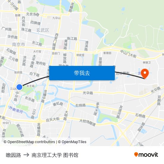 瞻园路 to 南京理工大学 图书馆 map