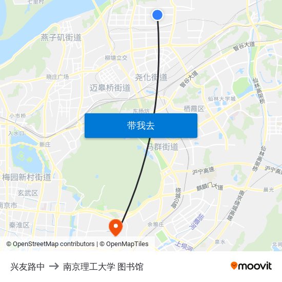 兴友路中 to 南京理工大学 图书馆 map