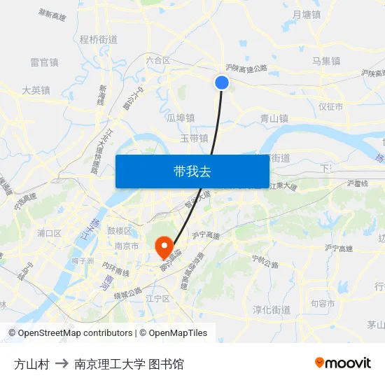 方山村 to 南京理工大学 图书馆 map