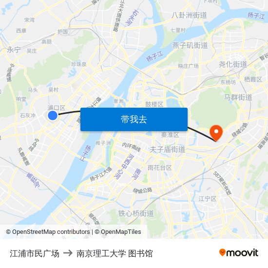 江浦市民广场 to 南京理工大学 图书馆 map