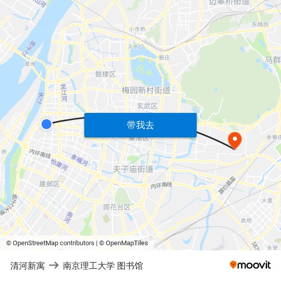 清河新寓 to 南京理工大学 图书馆 map