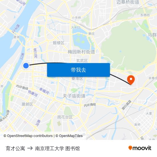 育才公寓 to 南京理工大学 图书馆 map