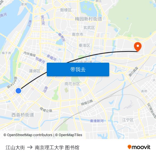 江山大街 to 南京理工大学 图书馆 map