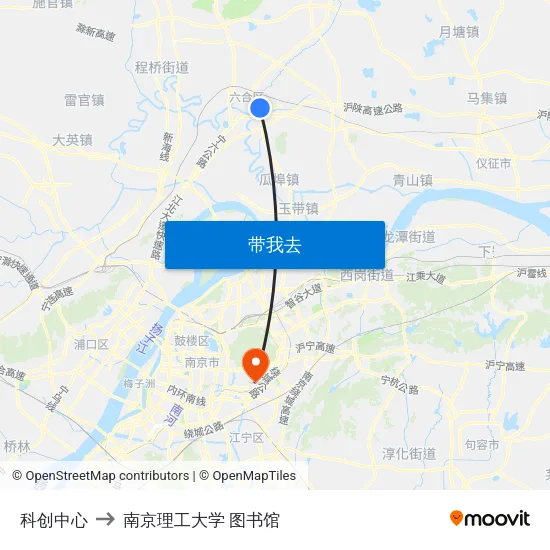 科创中心 to 南京理工大学 图书馆 map