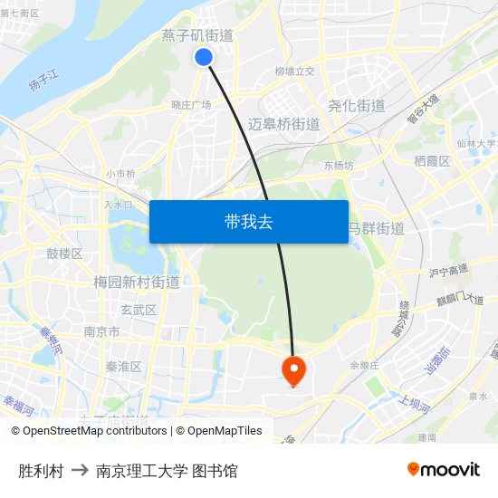 胜利村 to 南京理工大学 图书馆 map