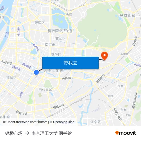 银桥市场 to 南京理工大学 图书馆 map