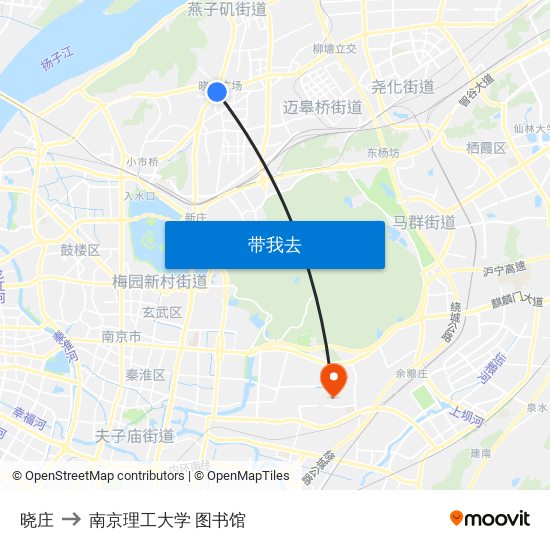 晓庄 to 南京理工大学 图书馆 map