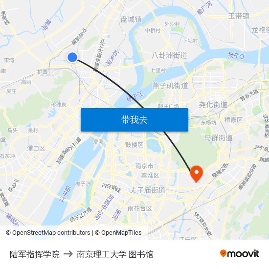 陆军指挥学院 to 南京理工大学 图书馆 map