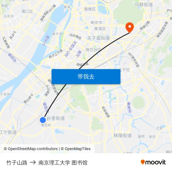 竹子山路 to 南京理工大学 图书馆 map