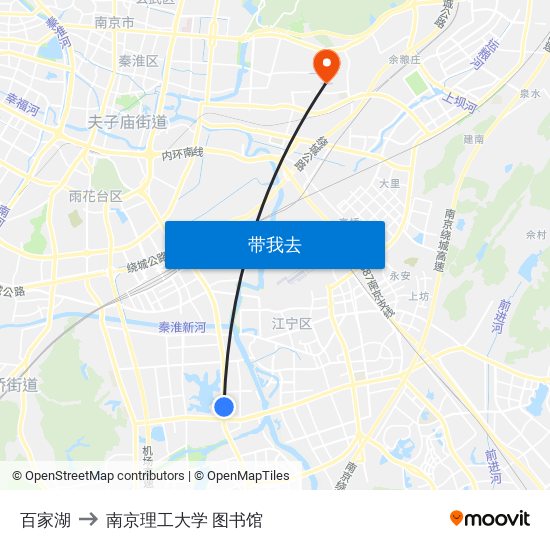 百家湖 to 南京理工大学 图书馆 map