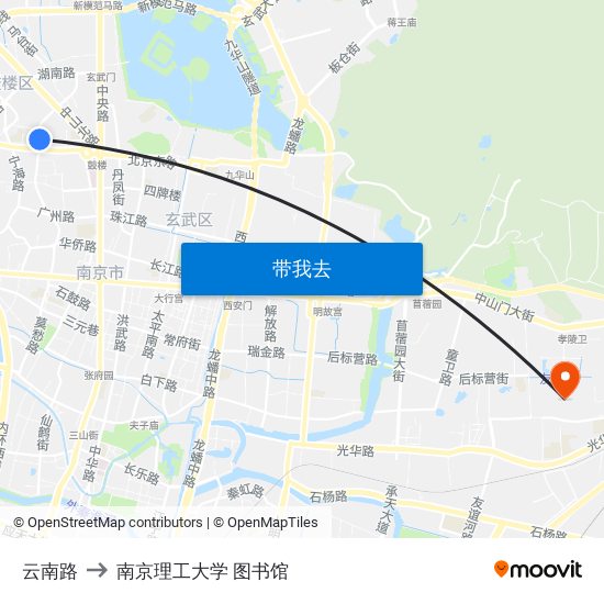 云南路 to 南京理工大学 图书馆 map