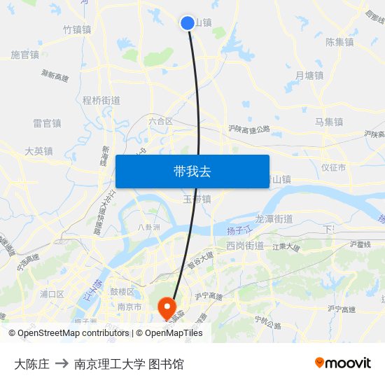 大陈庄 to 南京理工大学 图书馆 map