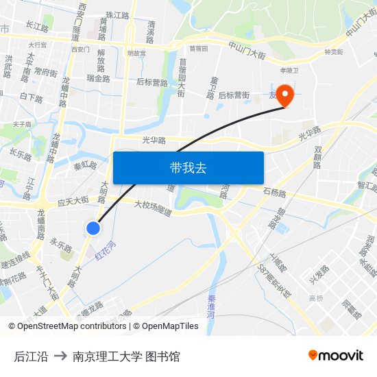 后江沿 to 南京理工大学 图书馆 map