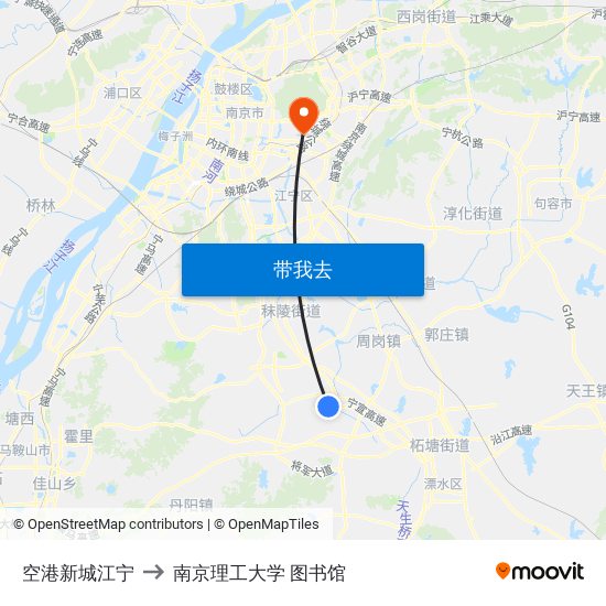 空港新城江宁 to 南京理工大学 图书馆 map