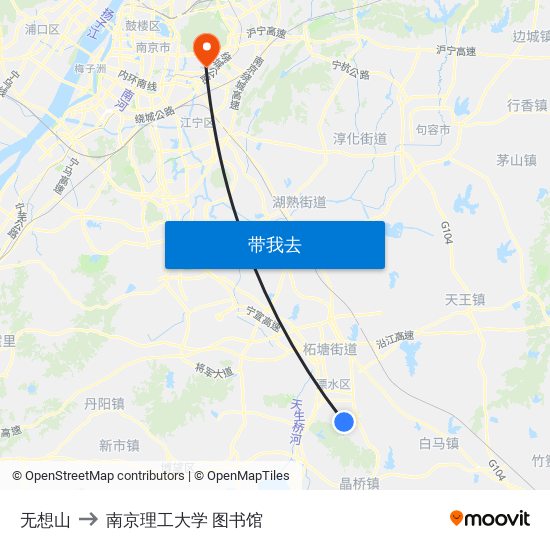 无想山 to 南京理工大学 图书馆 map