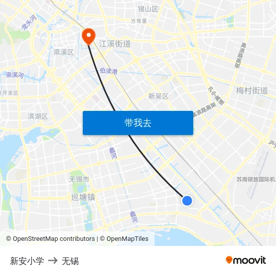 新安小学 to 无锡 map