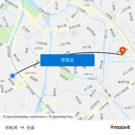 供电局 to 无锡 map