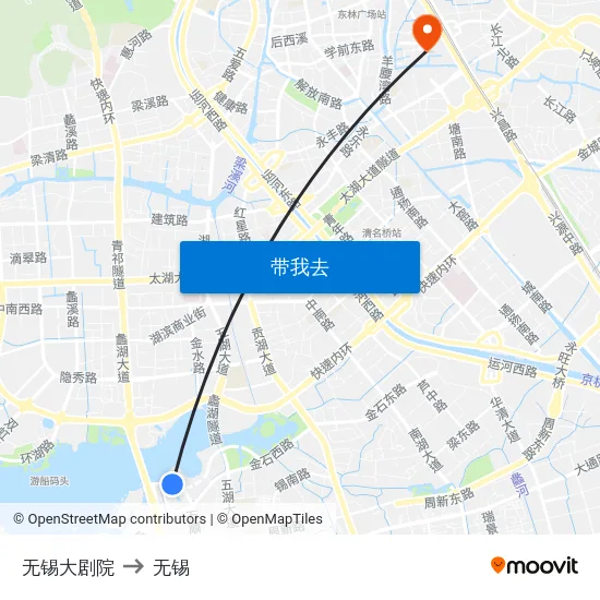 无锡大剧院 to 无锡 map