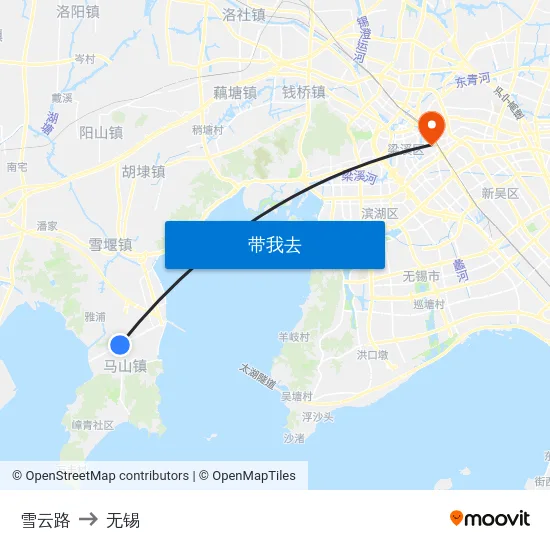 雪云路 to 无锡 map