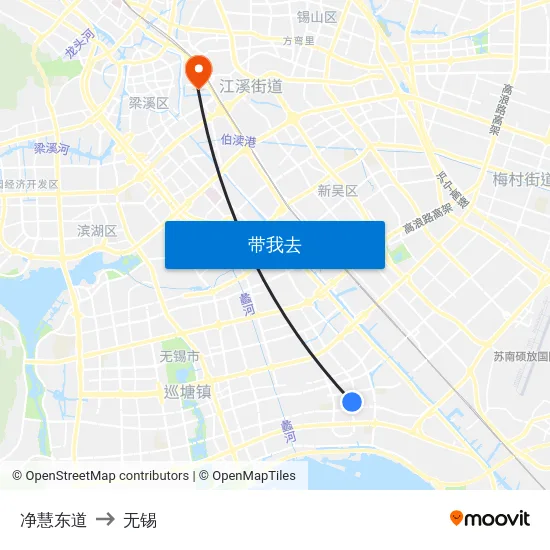 净慧东道 to 无锡 map