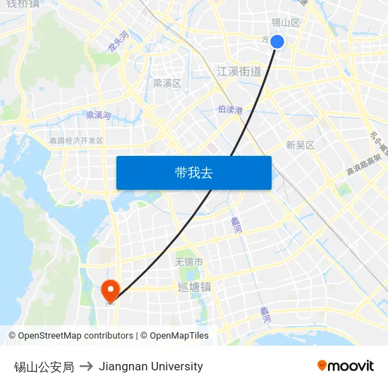 锡山公安局 to Jiangnan University map