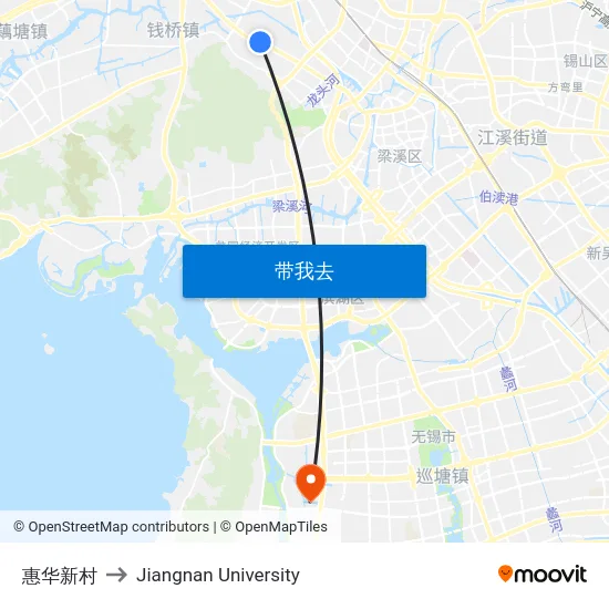 惠华新村 to Jiangnan University map
