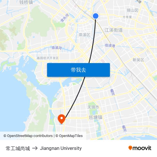 常工城尚城 to Jiangnan University map