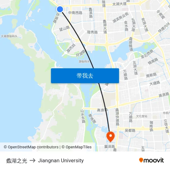 蠡湖之光 to Jiangnan University map
