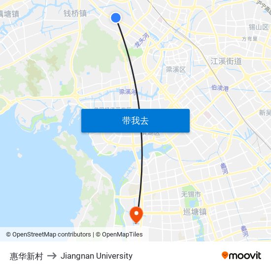 惠华新村 to Jiangnan University map