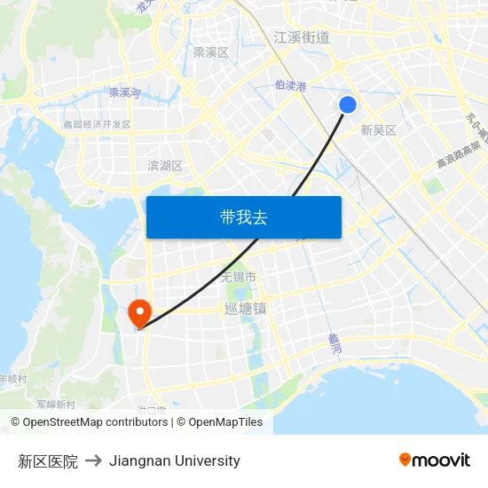 新区医院 to Jiangnan University map
