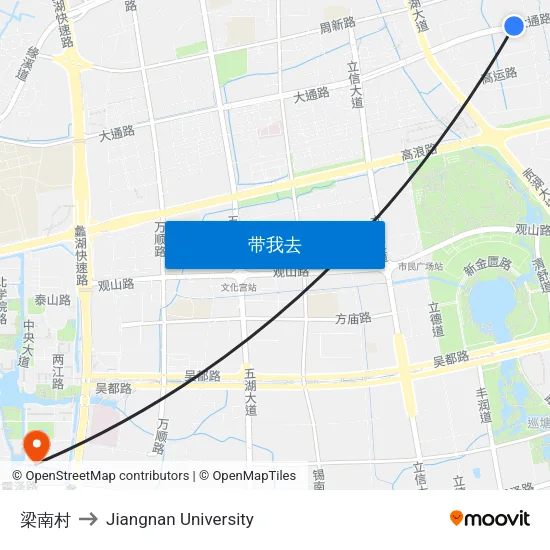 梁南村 to Jiangnan University map