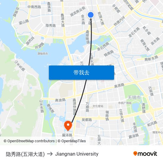 隐秀路(五湖大道) to Jiangnan University map