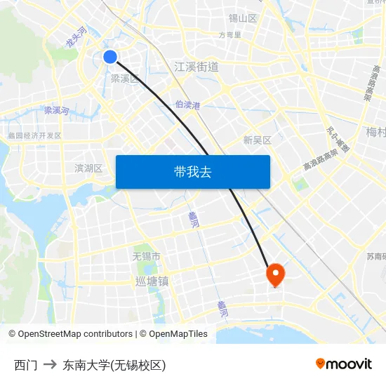 西门 to 东南大学(无锡校区) map