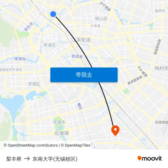 梨丰桥 to 东南大学(无锡校区) map