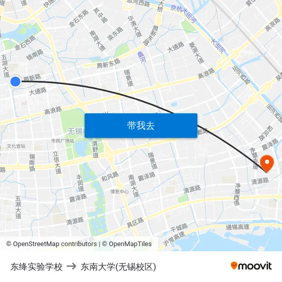 东绛实验学校 to 东南大学(无锡校区) map