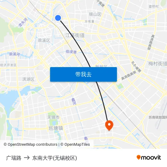 广瑞路 to 东南大学(无锡校区) map