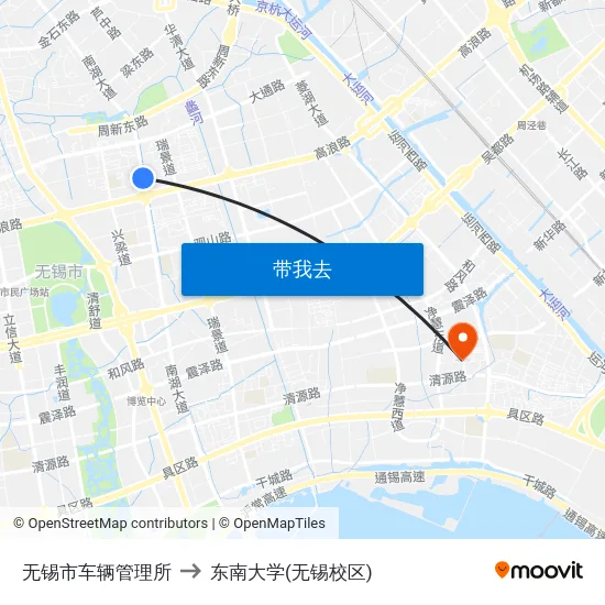 无锡市车辆管理所 to 东南大学(无锡校区) map