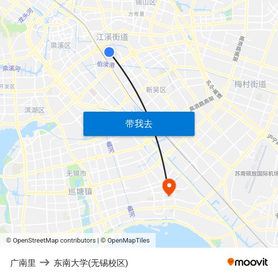 广南里 to 东南大学(无锡校区) map