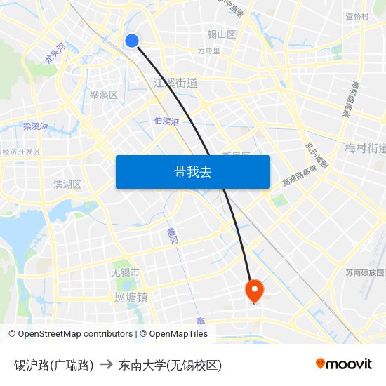 锡沪路(广瑞路) to 东南大学(无锡校区) map