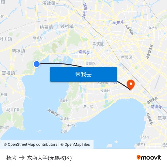 杨湾 to 东南大学(无锡校区) map