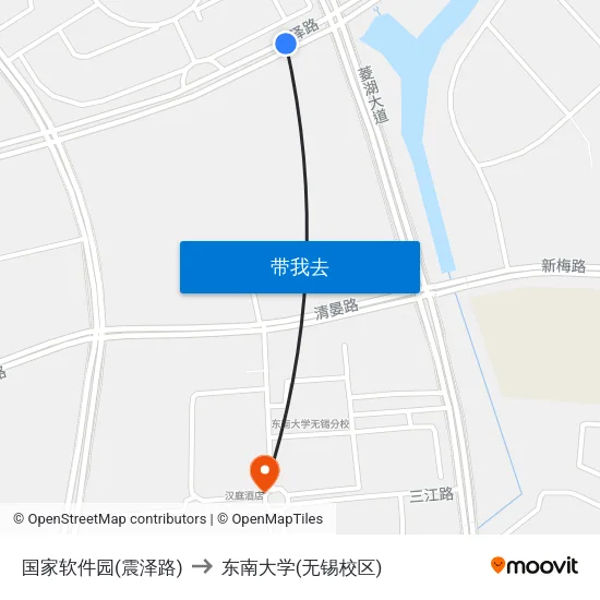 国家软件园(震泽路) to 东南大学(无锡校区) map