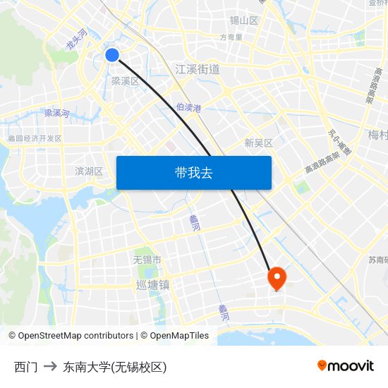 西门 to 东南大学(无锡校区) map