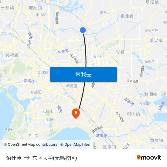 佰仕苑 to 东南大学(无锡校区) map