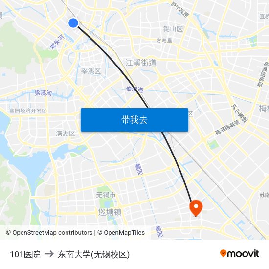 101医院 to 东南大学(无锡校区) map