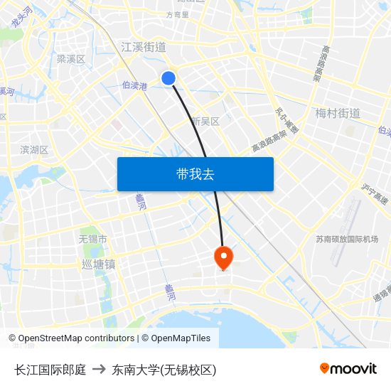长江国际郎庭 to 东南大学(无锡校区) map