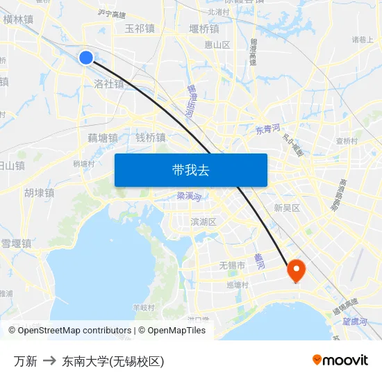 万新 to 东南大学(无锡校区) map