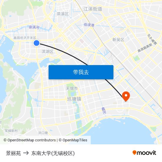 景丽苑 to 东南大学(无锡校区) map